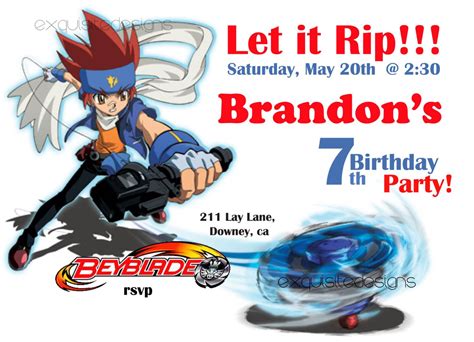 Free Printable Beyblade Party Invitations